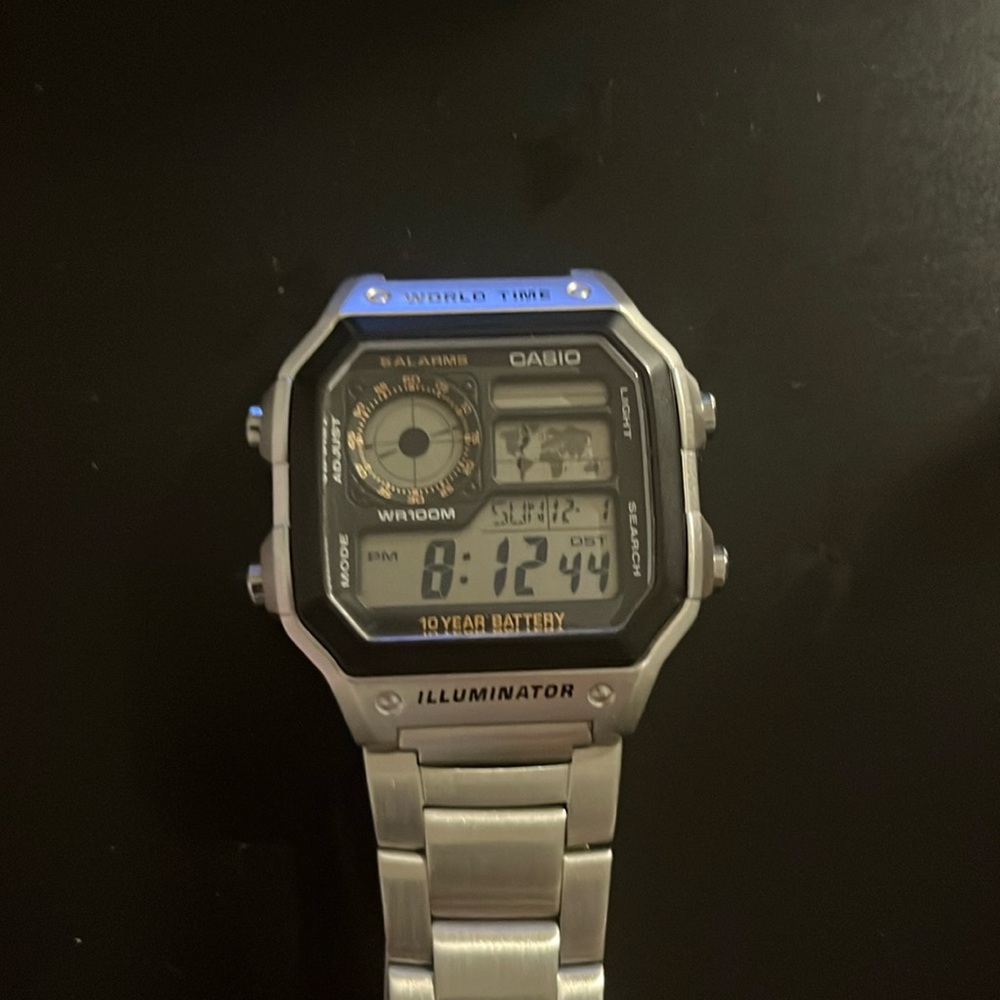SOLDCasio World Time “Royale” slightly customized gold details on face. Like new